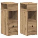 vidaXL Noptiere, 2 buc., cu sertar, stejar artizanal, 25x31x66 cm vidaXL Noptiere, 2 buc., cu sertar, stejar artizanal, 25x31x66 cm
