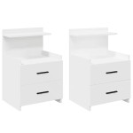 vidaXL Noptiere 2 buc. cu 2 sertare, alb, 40x36,5x62 cm
