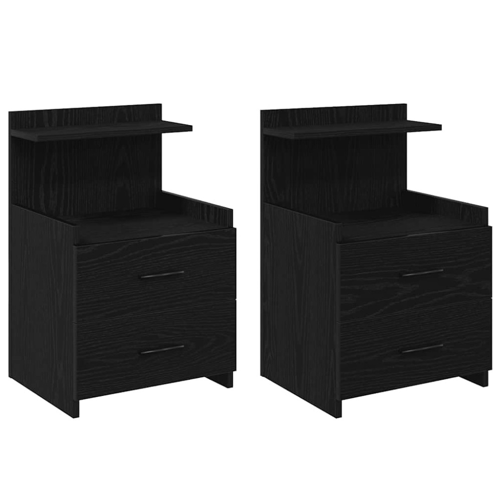 vidaXL Noptiere 2 buc. cu 2 sertare, negru, 40x36,5x62 cm