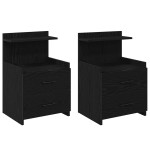 vidaXL Noptiere 2 buc. cu 2 sertare, negru, 40x36,5x62 cm