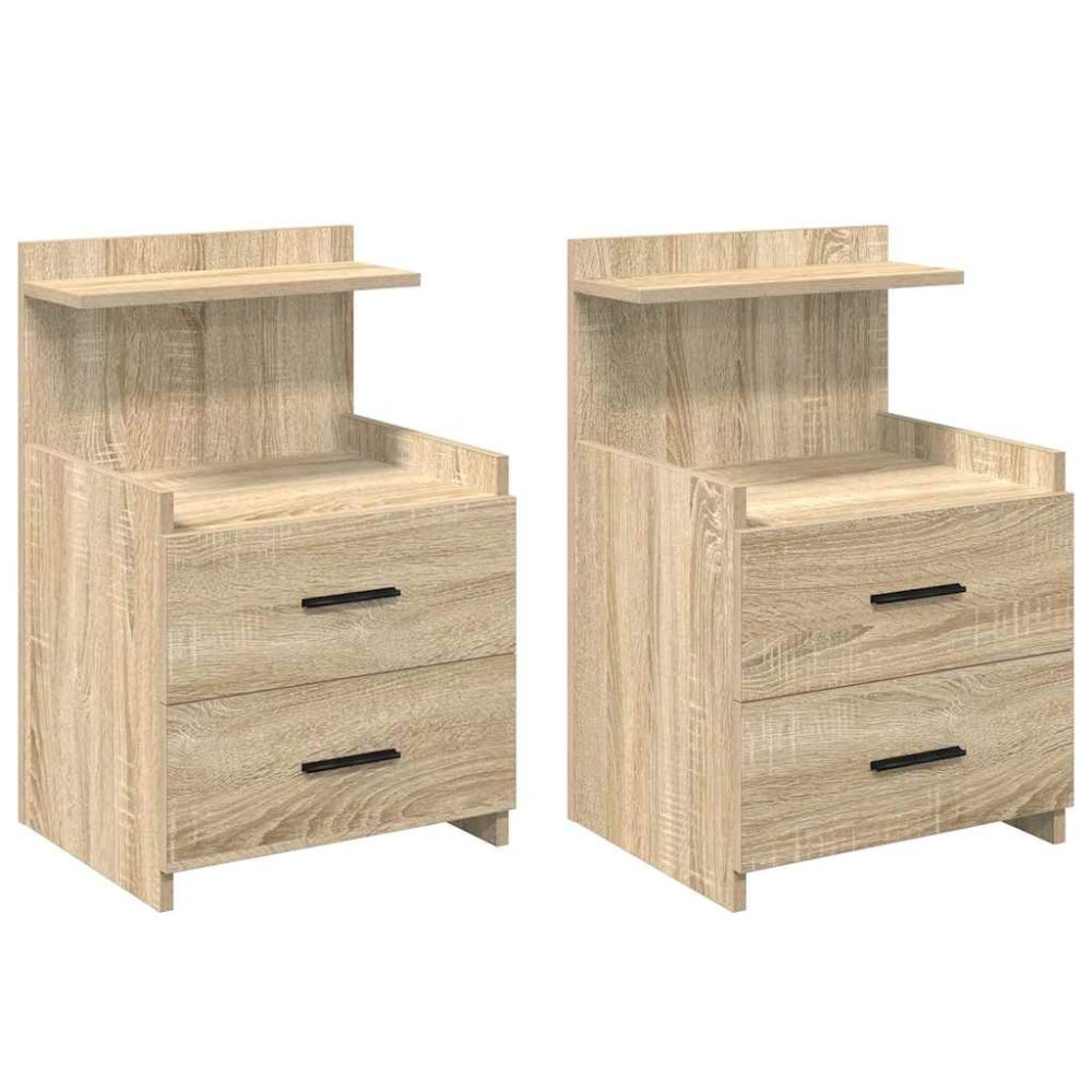 vidaXL Noptiere 2 buc. cu 2 sertare, stejar Sonoma, 40x36,5x62 cm