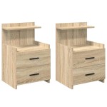 vidaXL Noptiere 2 buc. cu 2 sertare, stejar Sonoma, 40x36,5x62 cm