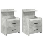 vidaXL Noptiere 2 buc. cu 2 sertare, gri beton, 40x36,5x62 cm