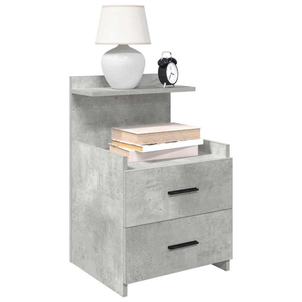 vidaXL Noptiere 2 buc. cu 2 sertare, gri beton, 40x36,5x62 cm