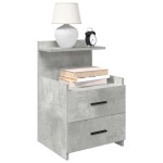 vidaXL Noptiere 2 buc. cu 2 sertare, gri beton, 40x36,5x62 cm