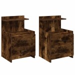 vidaXL Noptiere 2 buc. cu 2 sertare, stejar afumat, 40x36,5x62 cm
