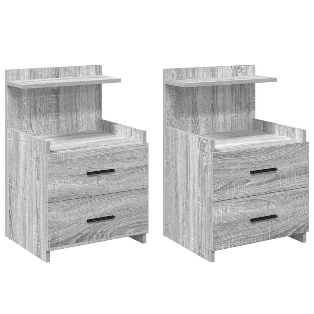 vidaXL Noptiere 2 buc. cu 2 sertare gri Sonoma 40x36,5x62 cm