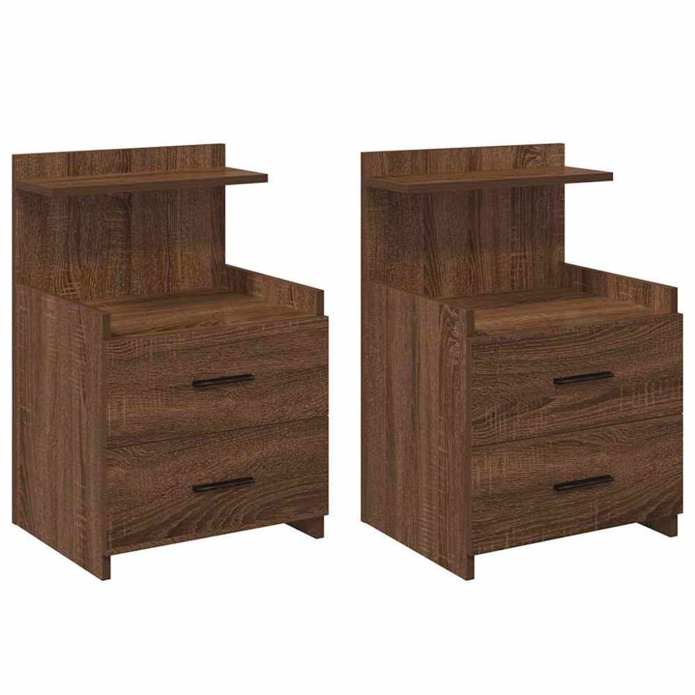 vidaXL Noptiere 2 buc. cu 2 sertare, stejar maro, 40x36,5x62 cm