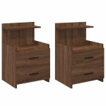 vidaXL Noptiere 2 buc. cu 2 sertare, stejar maro, 40x36,5x62 cm