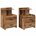 vidaXL Noptiere 2 buc. cu 2 sertare, lemn vechi, 40x36,5x62 cm