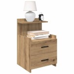 vidaXL Noptieră cu 2 sertare, stejar artizanal, 40x36,5x62 cm vidaXL Noptieră cu 2 sertare, stejar artizanal, 40x36,5x62 cm