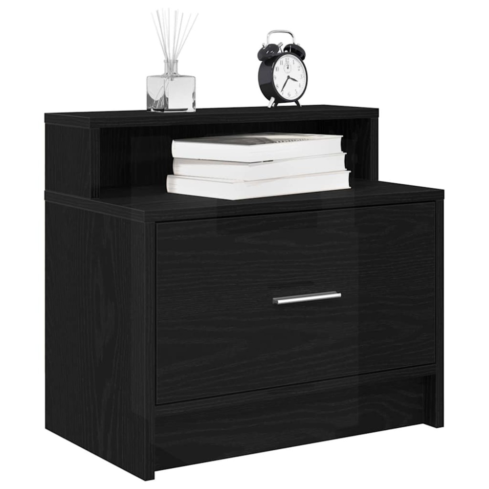 vidaXL Noptiera cu sertar stejar negru 51x31x47 cm