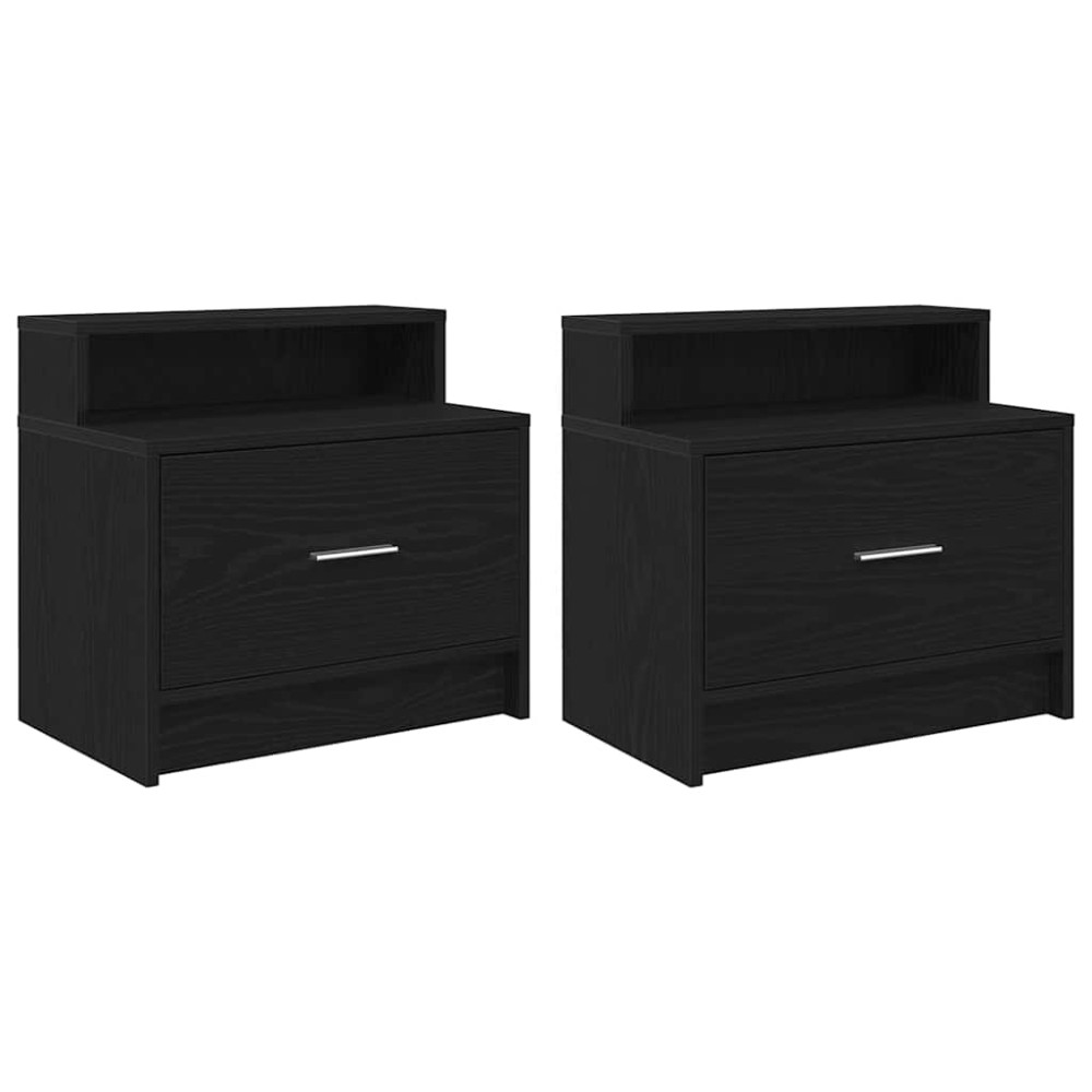 vidaXL Noptiere cu sertar 2 buc stejar negru 51x31x47 cm