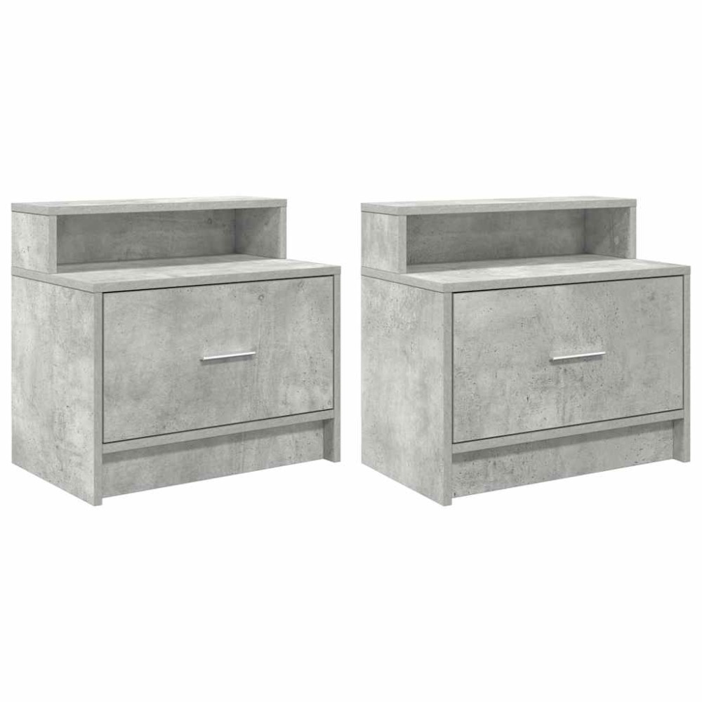 vidaXL Noptiere cu sertar 2 buc gri beton 51x31x47 cm