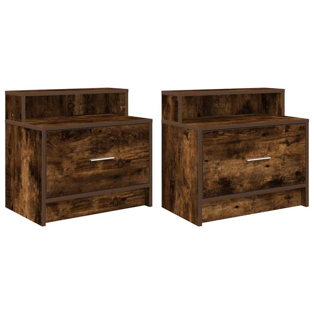vidaXL Noptiere cu sertar 2 buc stejar afumat 51x31x47 cm