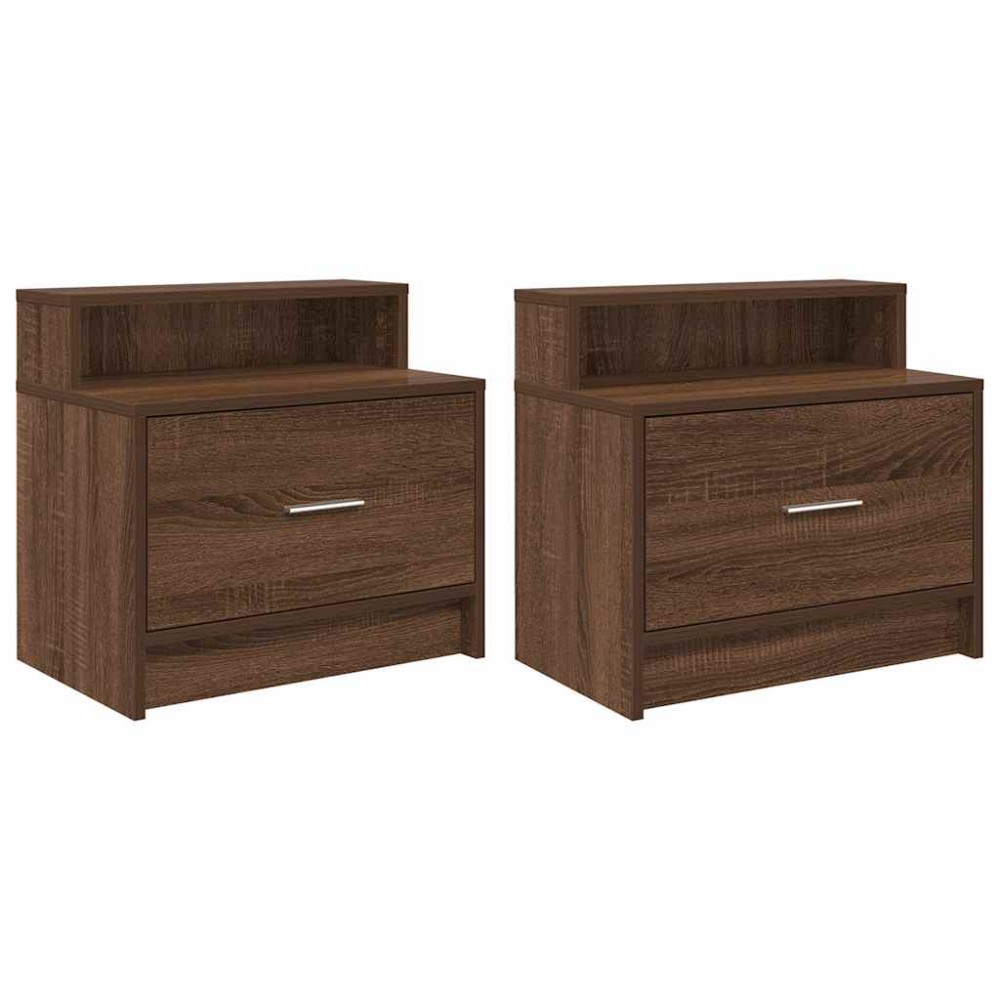vidaXL Noptiere cu sertar 2 buc Stejar maro 51x31x47 cm