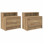 vidaXL Noptiere cu sertar 2 buc Stejar artizanal 51x31x47 cm