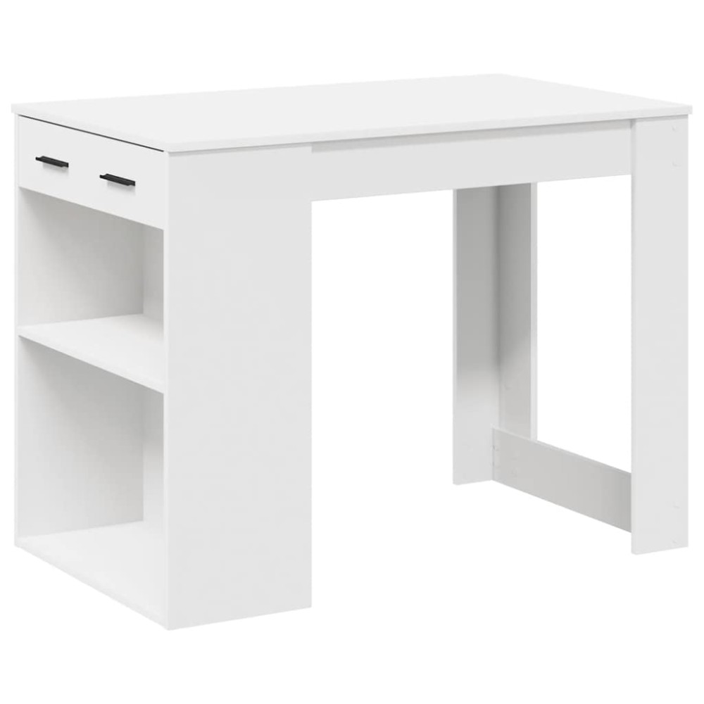 vidaXL Birou cu sertar și raft alb 102x62x77,5 cm lemn prelucrat