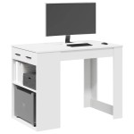 vidaXL Birou cu sertar și raft alb 102x62x77,5 cm lemn prelucrat vidaXL Birou cu sertar și raft alb 102x62x77,5 cm lemn prelucrat