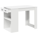 vidaXL Birou cu sertar și raft alb 102x62x77,5 cm lemn prelucrat vidaXL Birou cu sertar și raft alb 102x62x77,5 cm lemn prelucrat