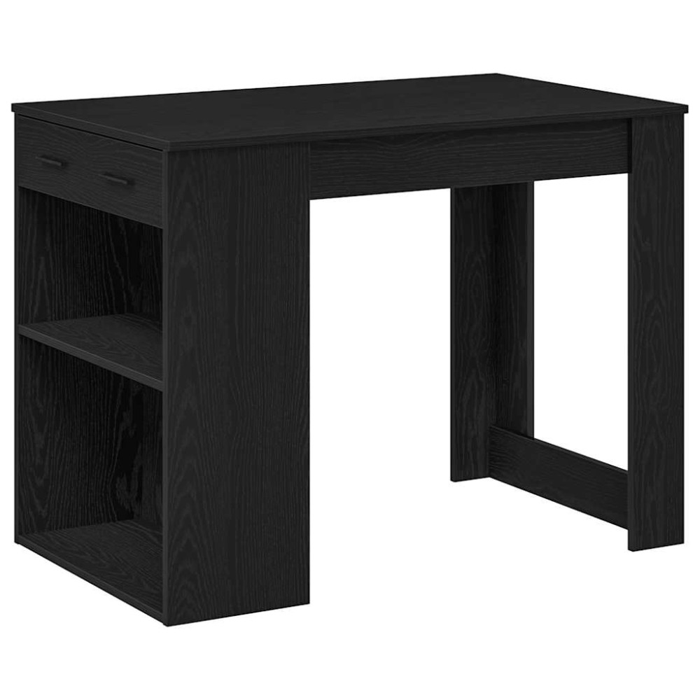 vidaXL Birou cu sertar raft Stejar negru 102x62x77,5 cm lemn prelucrat