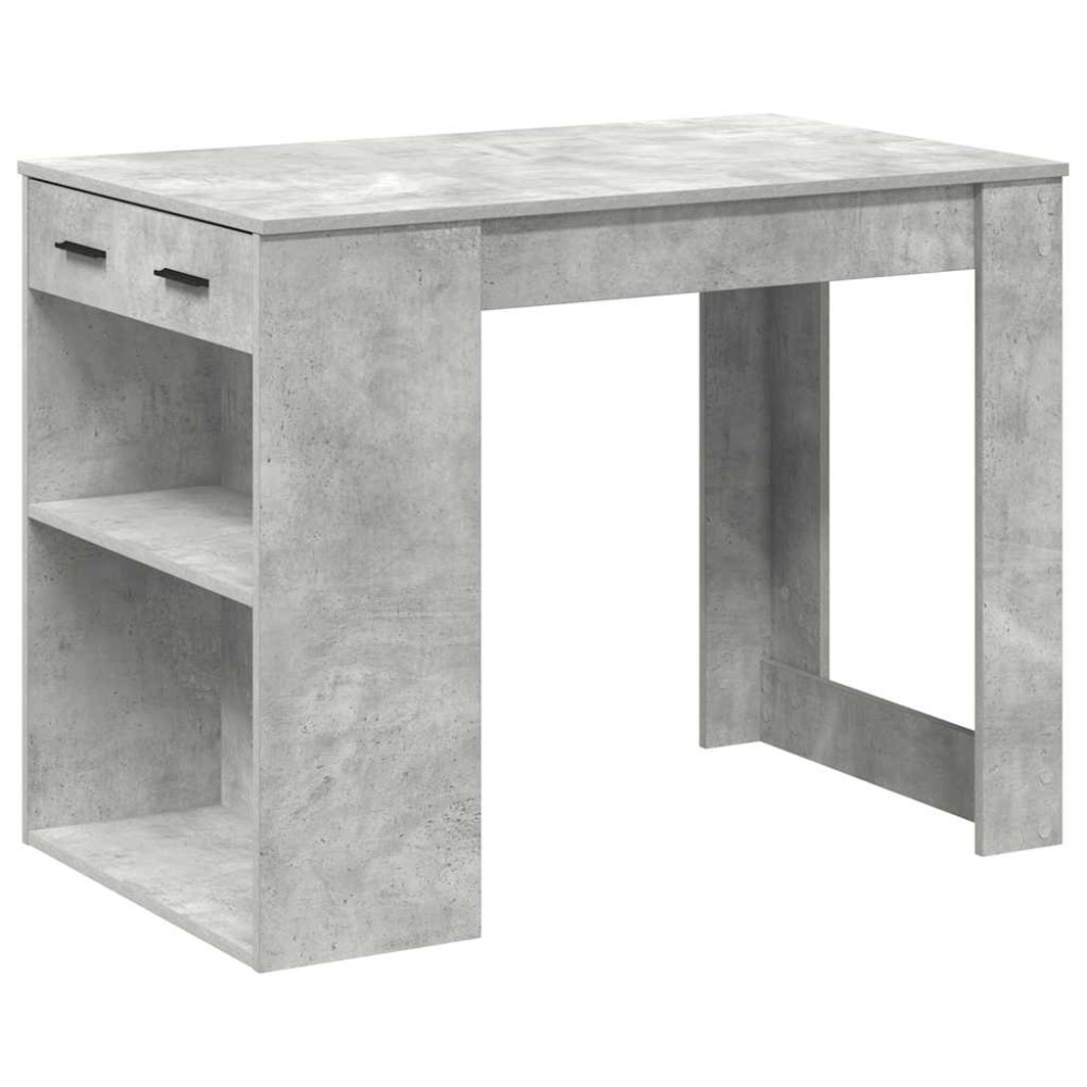 vidaXL Birou cu sertar și raft Gri beton 102x62x77,5 cm lemn prelucrat