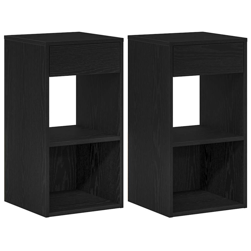 vidaXL Noptiere cu sertar 2 buc stejar negru 35x34x66,5 cm