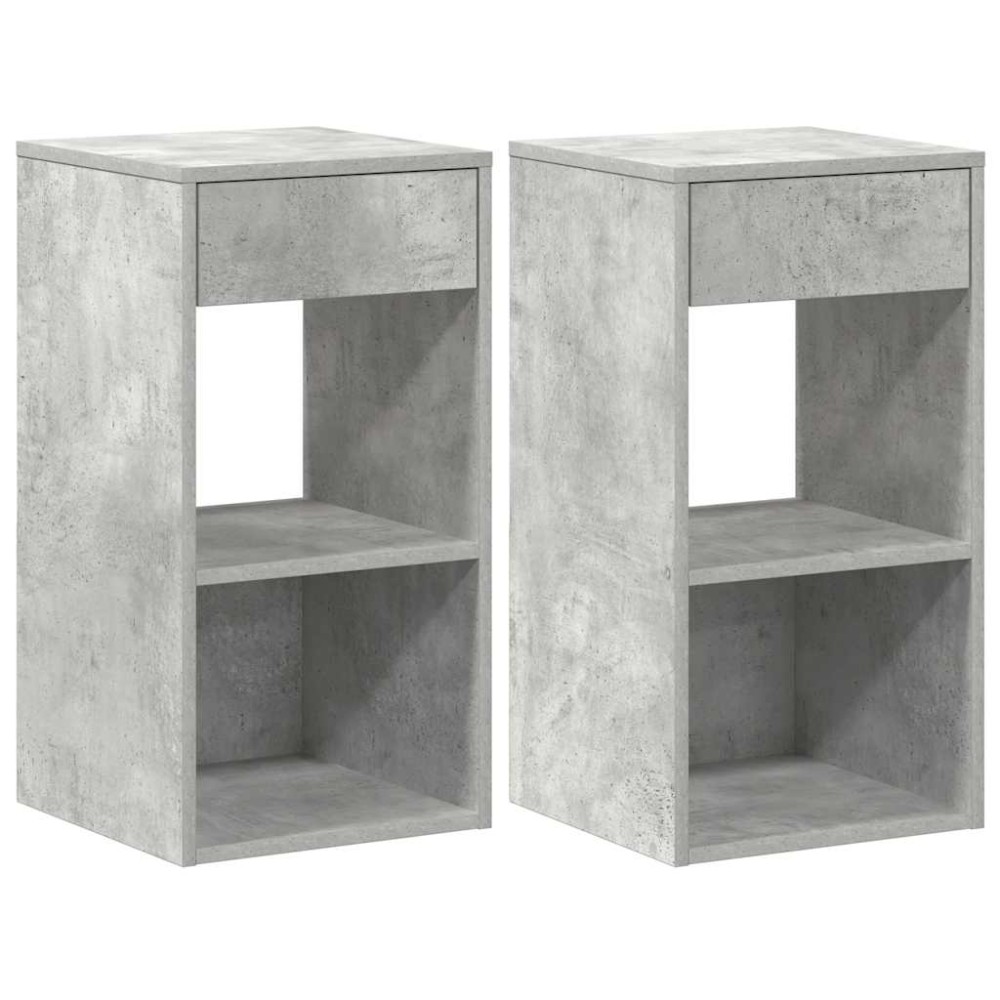 vidaXL Noptiere cu sertar 2 buc gri beton 35x34x66,5 cm