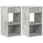 vidaXL Noptiere cu sertar 2 buc gri beton 35x34x66,5 cm