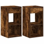 vidaXL Noptiere cu sertar 2 buc Stejar afumat 35x34x66,5 cm