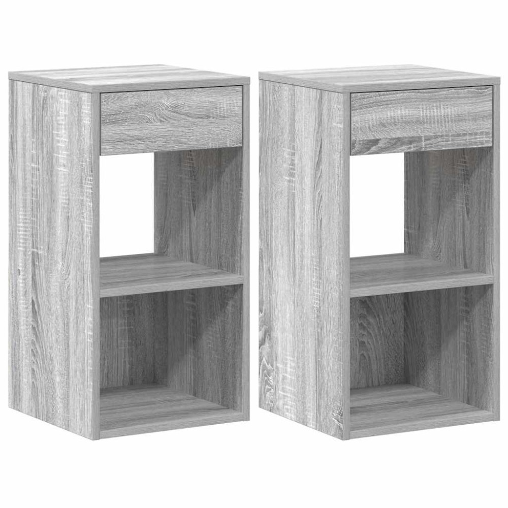 vidaXL Noptiere cu sertar 2 buc Gri Sonoma 35x34x66,5 cm