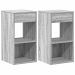 vidaXL Noptiere cu sertar 2 buc Gri Sonoma 35x34x66,5 cm