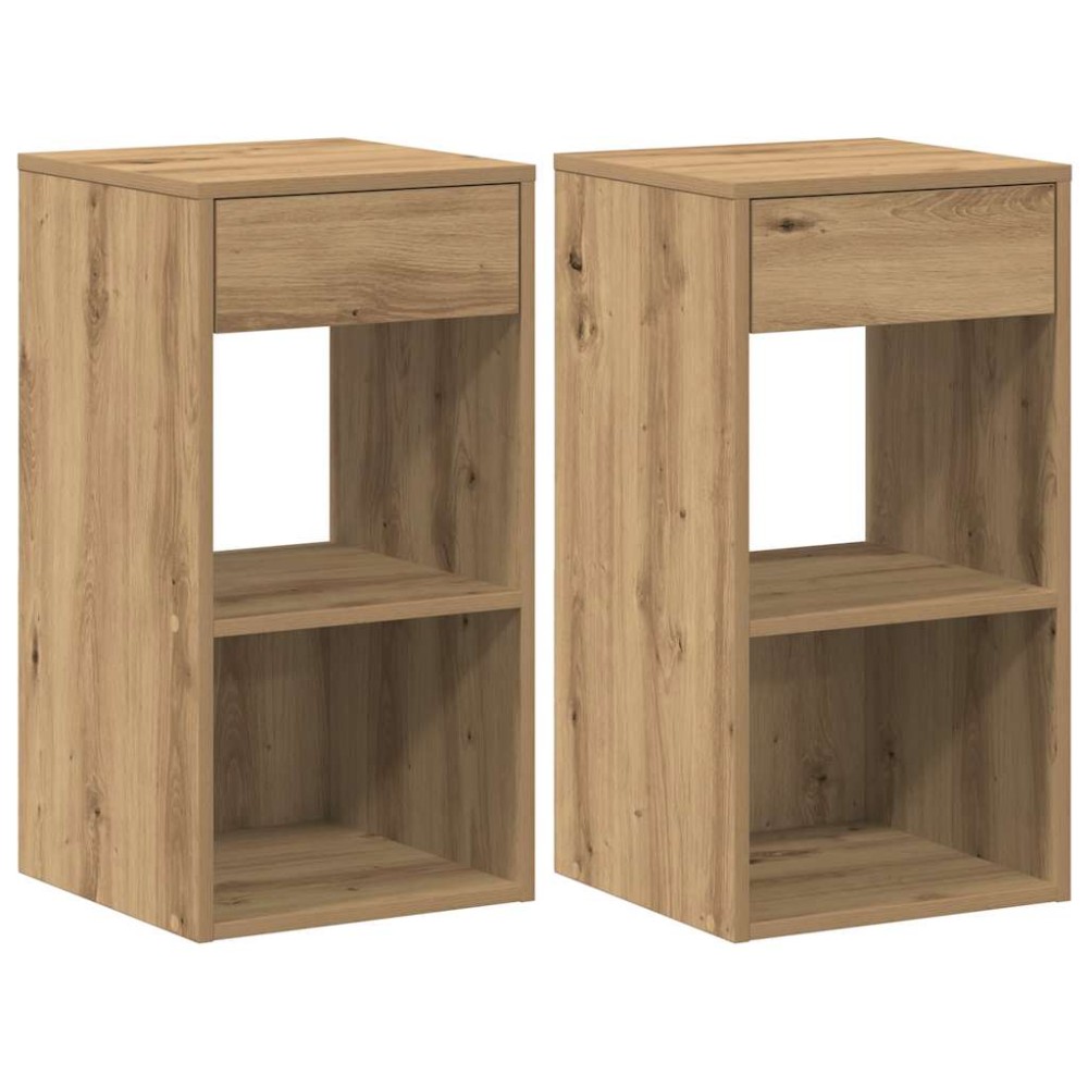 vidaXL Noptiere cu sertar 2 buc Stejar artizanal 35x34x66,5 cm