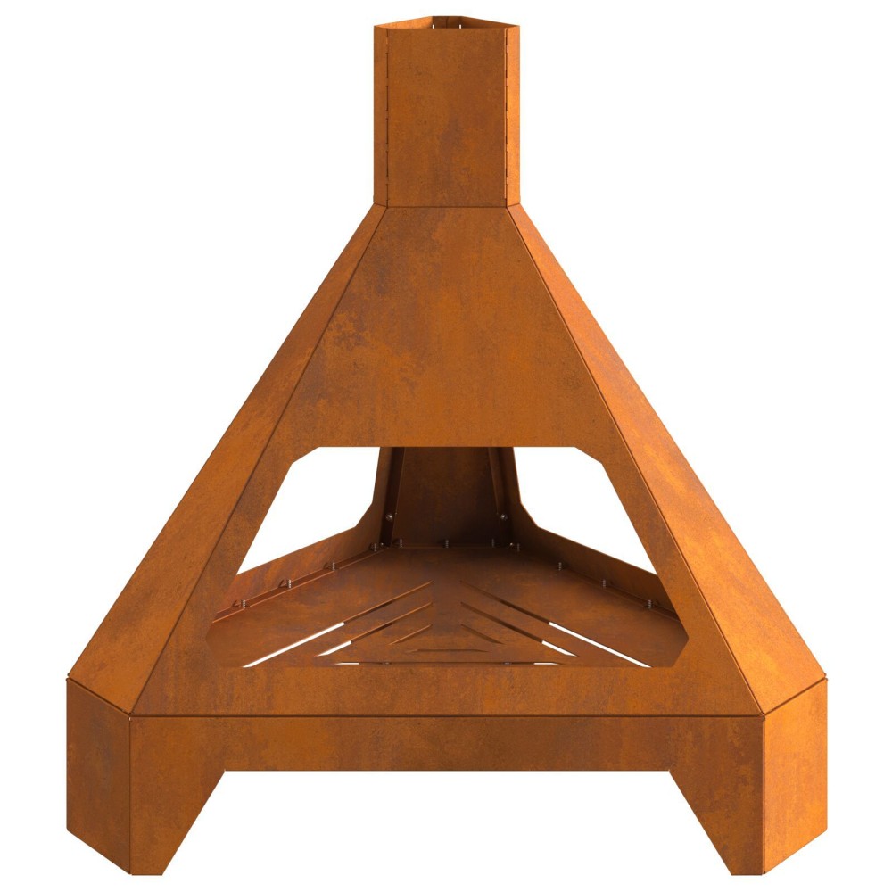 vidaXL Vatră de foc cu horn, 50x43x52 cm, oțel corten