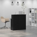 vidaXL Birou de recepție negru 100x50x103,5 cm Lemn prelucrat