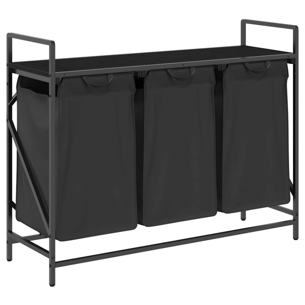 vidaXL Coș de rufe 3 compartimente cu raft stejar negru
