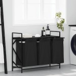 vidaXL Coș de rufe 3 compartimente cu raft stejar negru vidaXL Coș de rufe 3 compartimente cu raft stejar negru