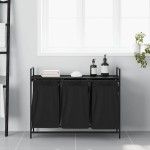 vidaXL Coș de rufe 3 compartimente cu raft stejar negru vidaXL Coș de rufe 3 compartimente cu raft stejar negru