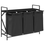 vidaXL Coș de rufe 3 compartimente cu raft stejar negru vidaXL Coș de rufe 3 compartimente cu raft stejar negru
