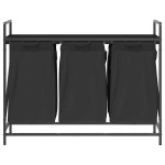 vidaXL Coș de rufe 3 compartimente cu raft stejar negru vidaXL Coș de rufe 3 compartimente cu raft stejar negru