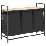 vidaXL Coș de rufe 3 compartimente cu raft stejar sonoma vidaXL Coș de rufe 3 compartimente cu raft stejar sonoma