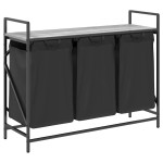 vidaXL Coș de rufe 3 compartimente cu raft sonoma gri vidaXL Coș de rufe 3 compartimente cu raft sonoma gri