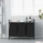 vidaXL Coș de rufe 3 compartimente cu raft sonoma gri vidaXL Coș de rufe 3 compartimente cu raft sonoma gri