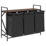 vidaXL Coș de rufe 3 compartimente cu raft stejar maro vidaXL Coș de rufe 3 compartimente cu raft stejar maro