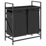 vidaXL Coș de rufe 2 compartimente cu raft stejar negru vidaXL Coș de rufe 2 compartimente cu raft stejar negru