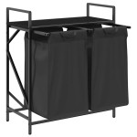 vidaXL Coș de rufe 2 compartimente cu raft stejar negru vidaXL Coș de rufe 2 compartimente cu raft stejar negru
