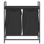 vidaXL Coș de rufe 2 compartimente cu raft stejar negru vidaXL Coș de rufe 2 compartimente cu raft stejar negru
