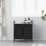 vidaXL Coș de rufe 2 compartimente cu raft stejar sonoma vidaXL Coș de rufe 2 compartimente cu raft stejar sonoma