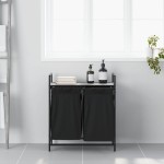 vidaXL Coș de rufe 2 compartimente cu raft sonoma gri vidaXL Coș de rufe 2 compartimente cu raft sonoma gri