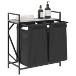 vidaXL Coș de rufe 2 compartimente cu raft sonoma gri vidaXL Coș de rufe 2 compartimente cu raft sonoma gri